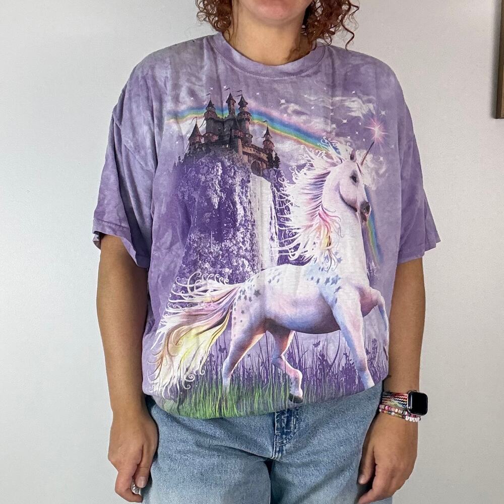The Mountain purple tie dye unicorn castle tee shirt 3XL